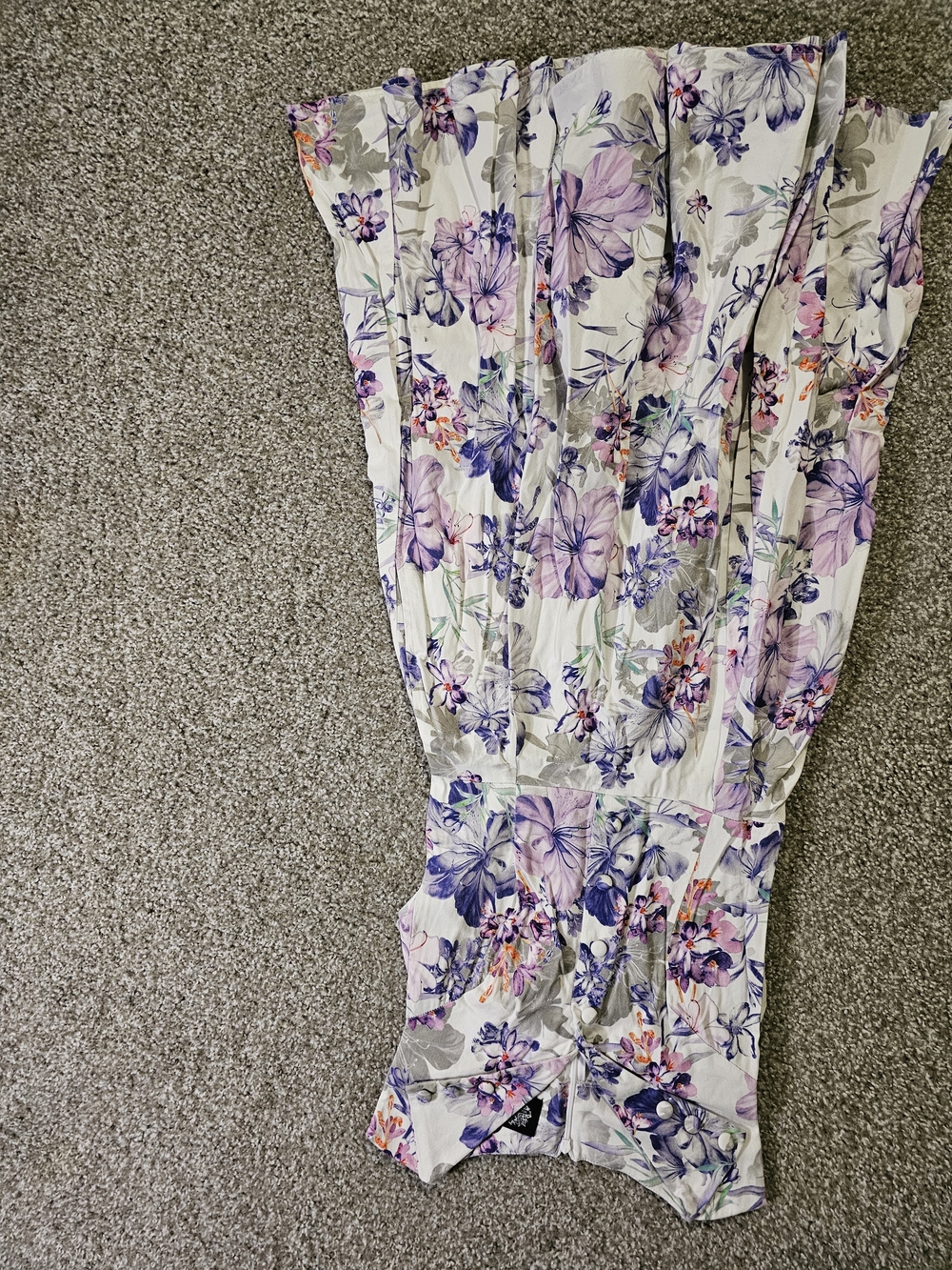 Hearts And Rose Floral Strapless Swing Dress in Lavender White